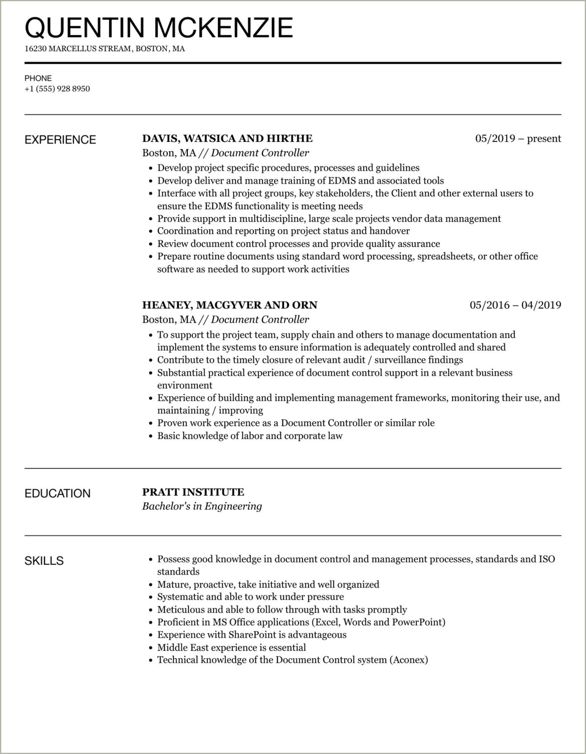 Resume Format For Office Boy Job