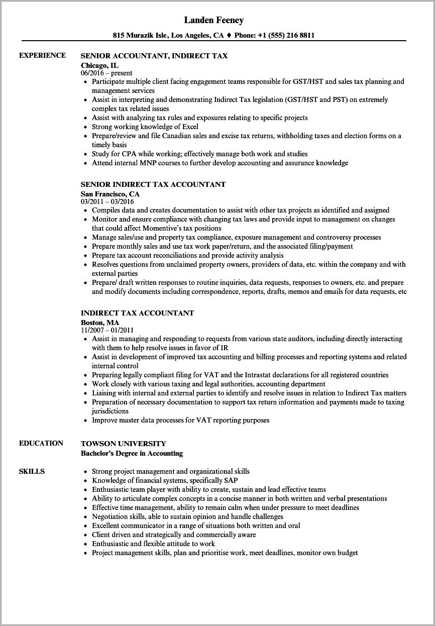 Resume Format For Semi Qualified Ca In Word