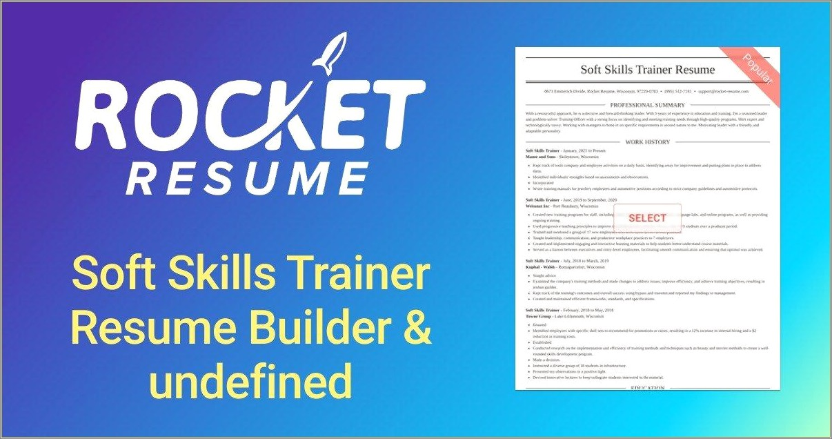 Resume Format For Soft Skill Trainer