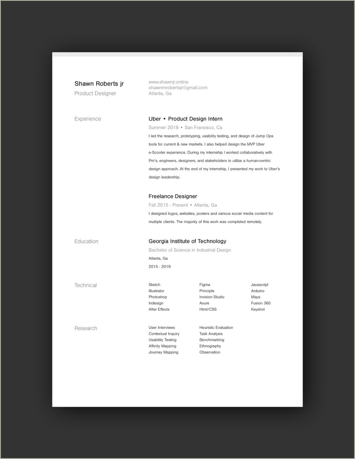 Resume Format For Tech Industry Jobs