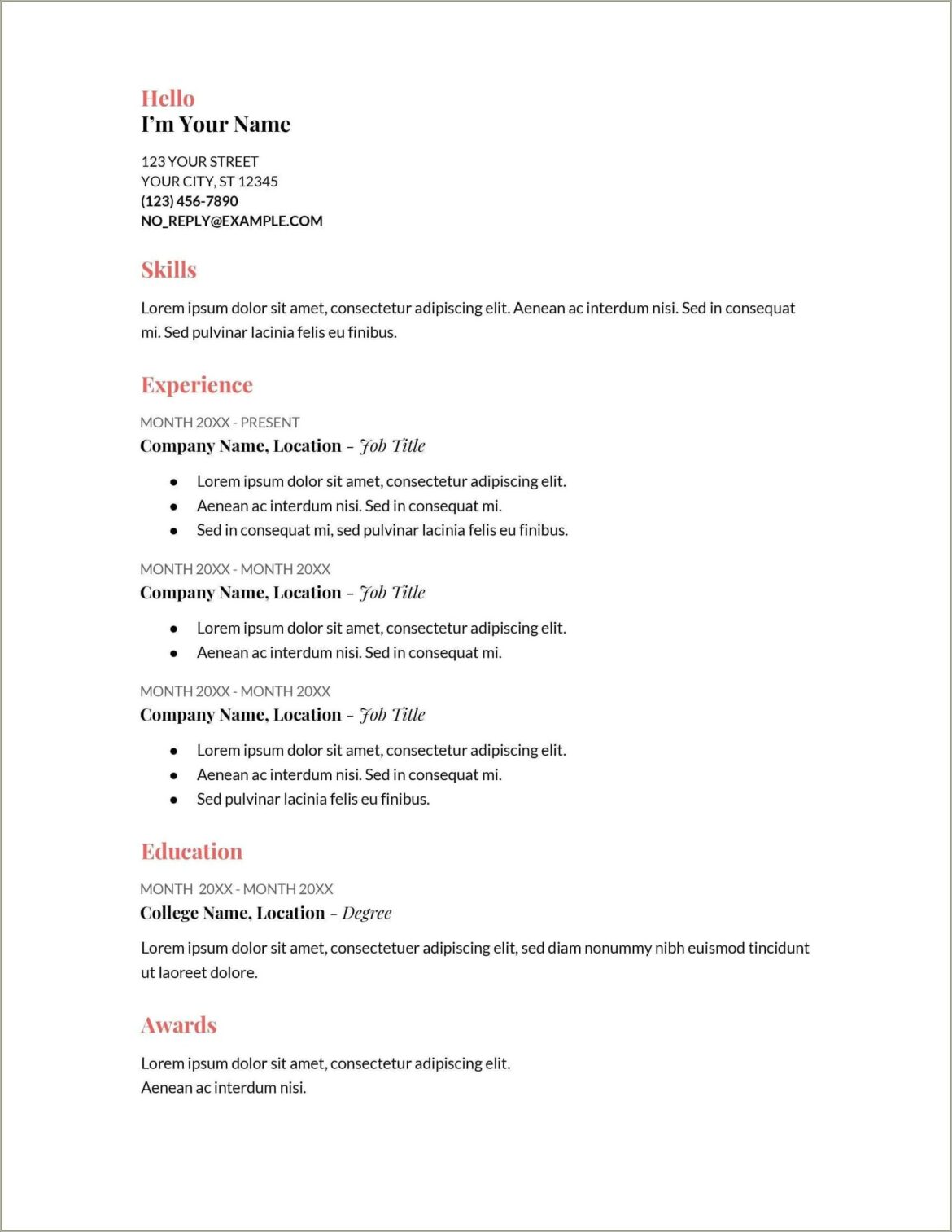 Resume Format Free Download In India