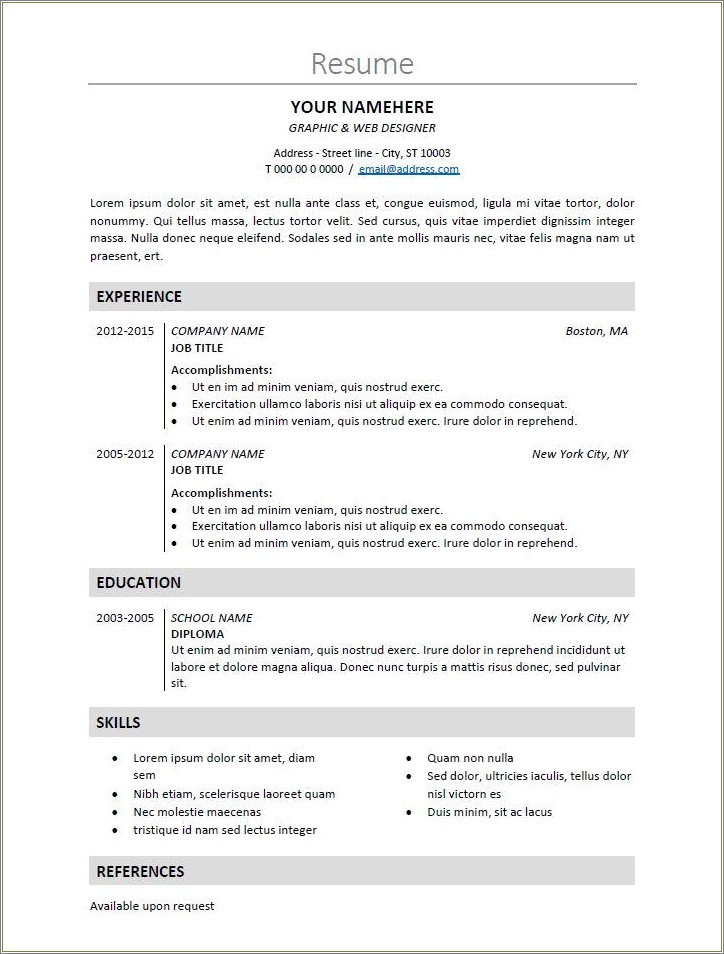 Resume Format On Microsoft Word 2003