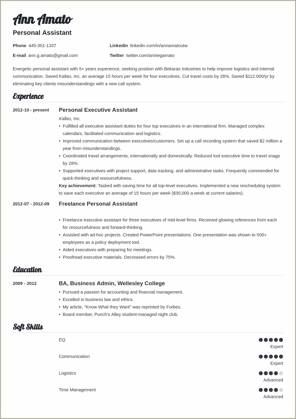 Resume Format Professional 1 Year Experience