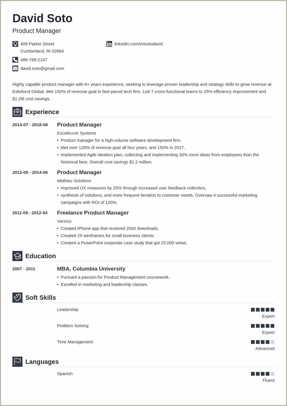 Resume Formatting Product Manager Sections Google