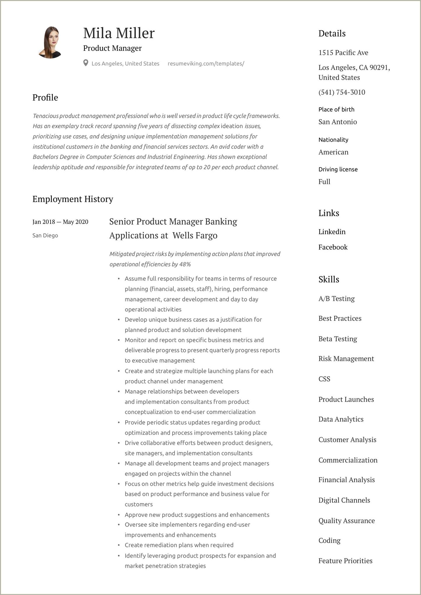Resume From Being A Produce Manager