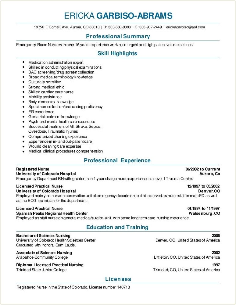 Resume From Working Psychiatric Emergancy Department