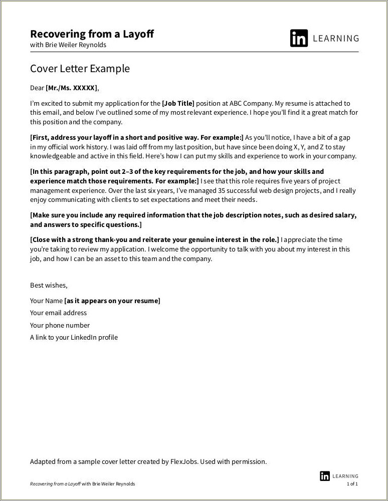 Resume Gap Year Sample Cover Letter