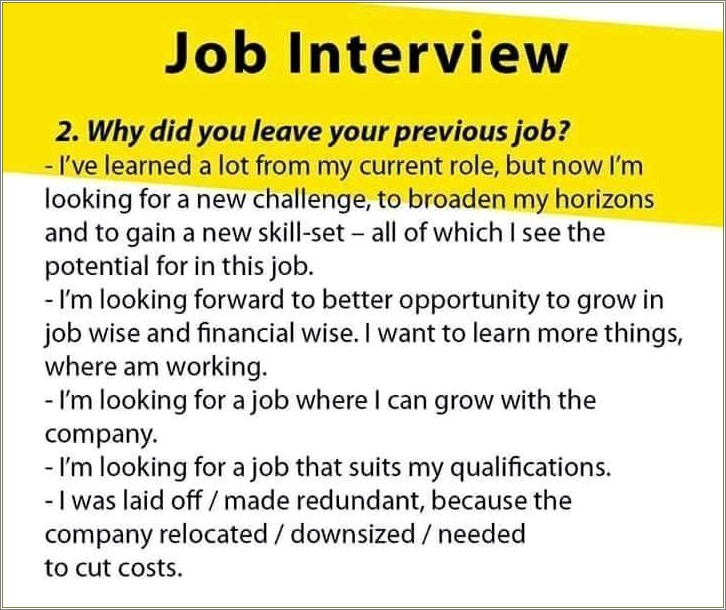 Resume Good Reason For Leaving Job