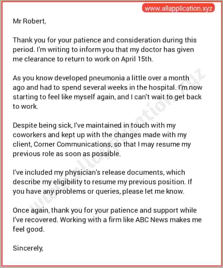 Resume Had To Quit Job Due To Illness