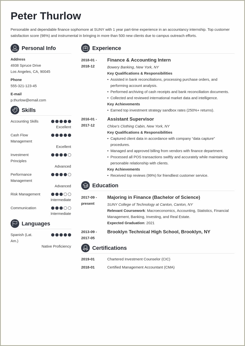Resume Headers For Internships And Work