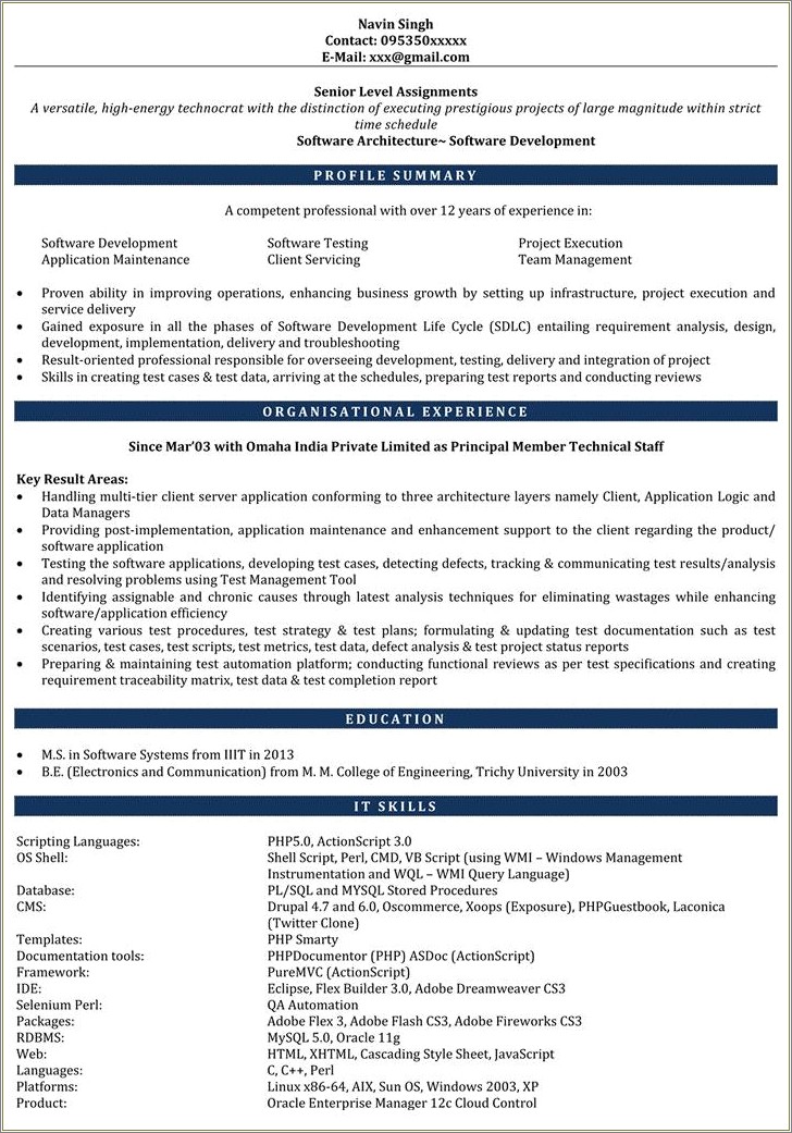 Resume Headline For 1 Year Experience