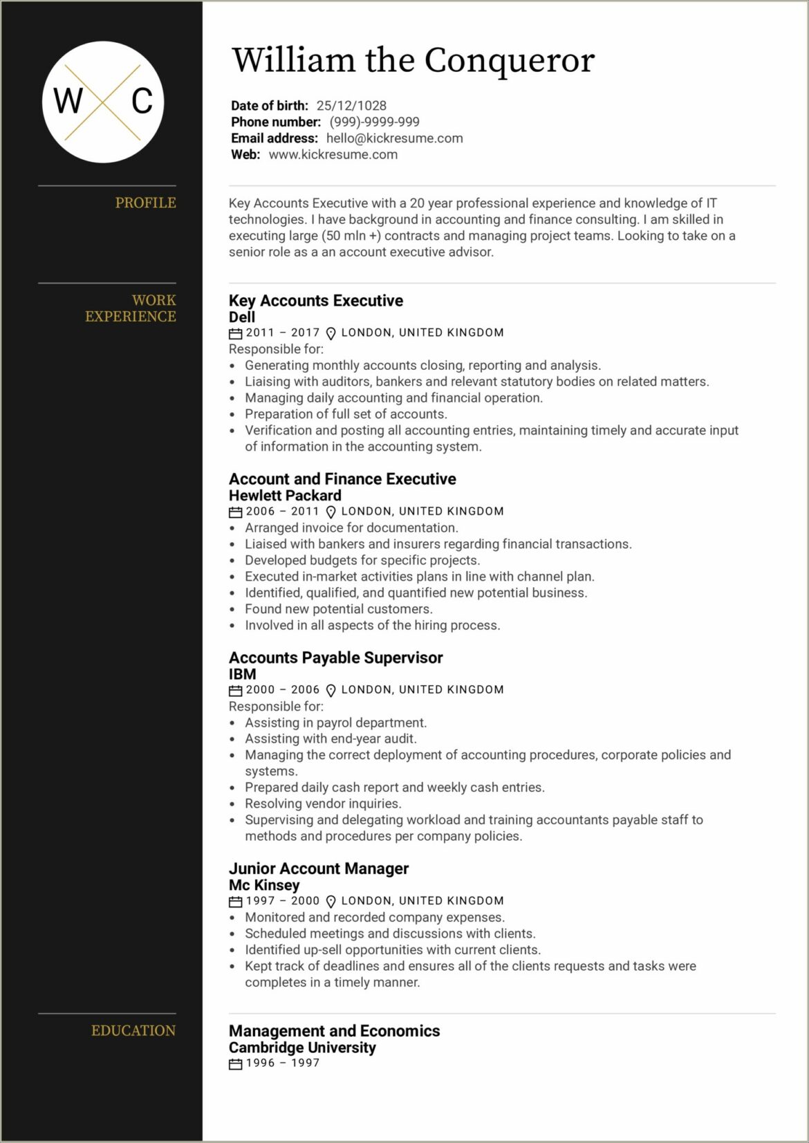 Resume Headline For Key Account Manager