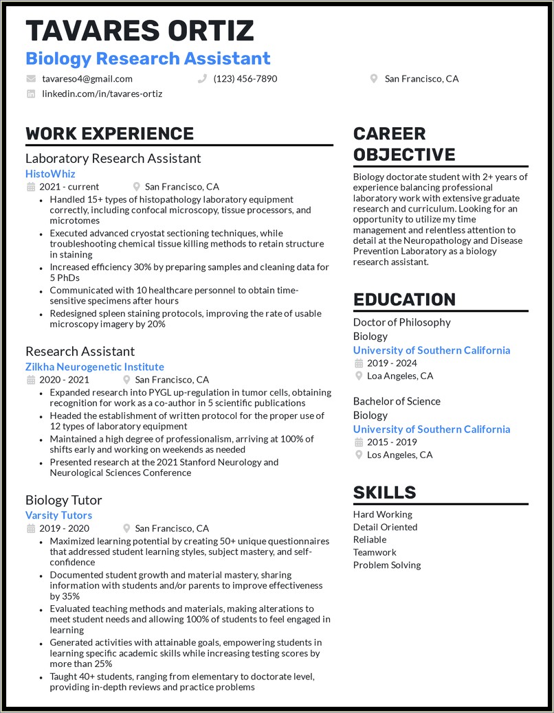 Resume Headline Sample For Graduate Students