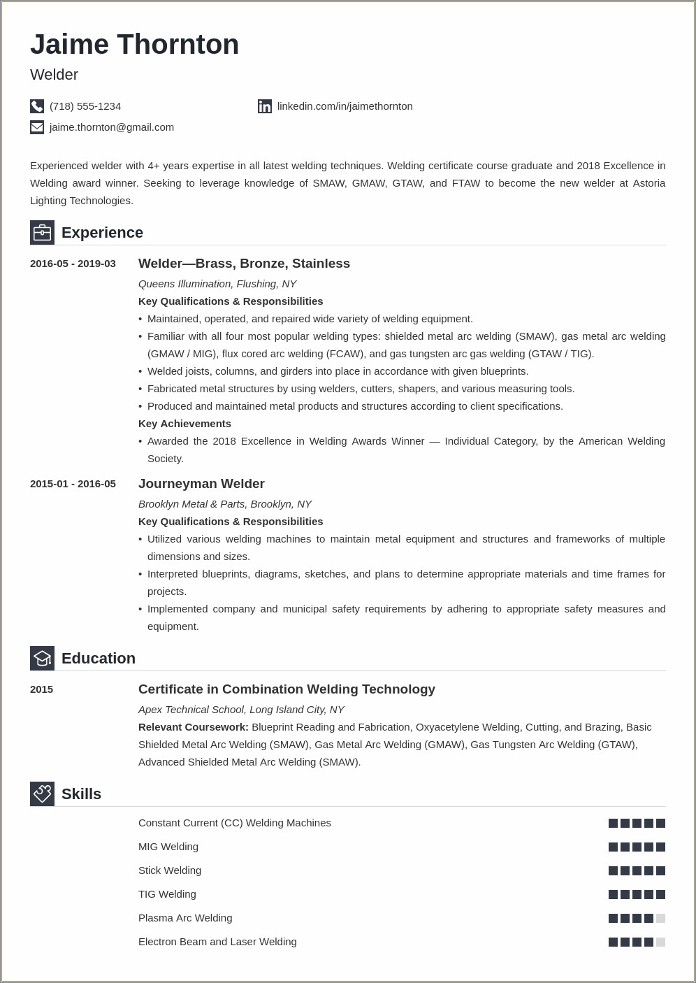 Resume Help For A Sheet Metal Worker