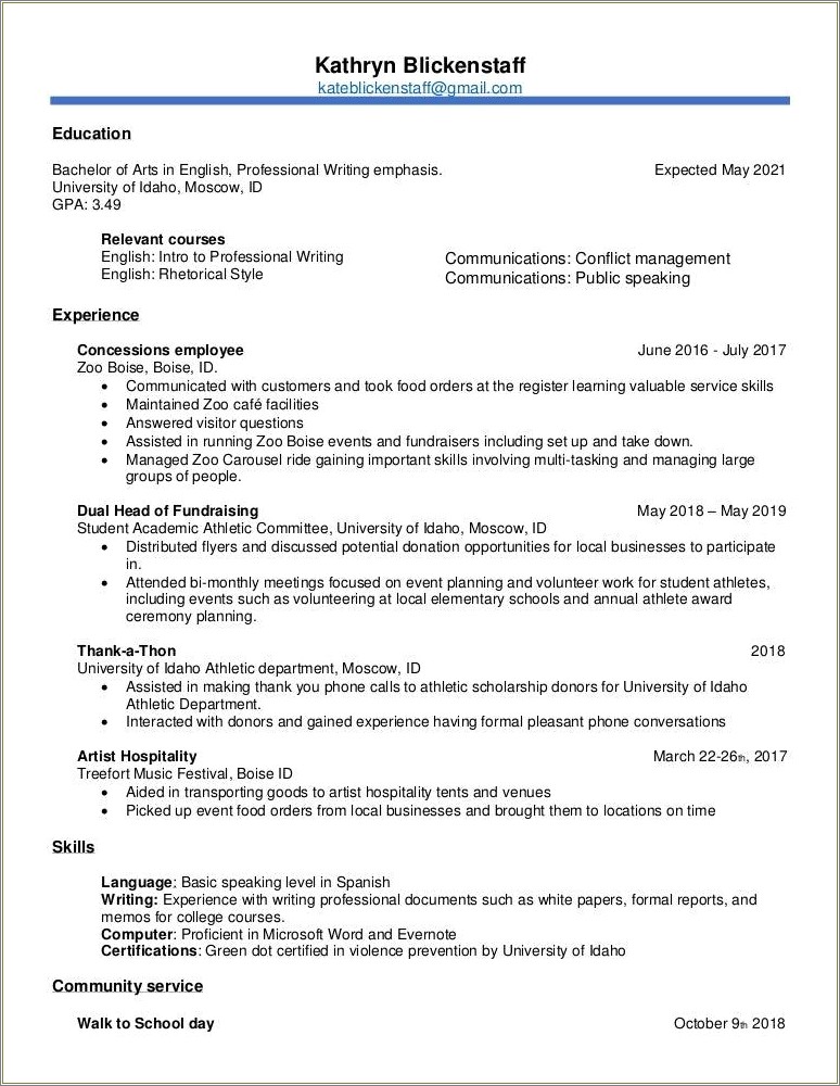 Resume High School Participation In Fundraiser