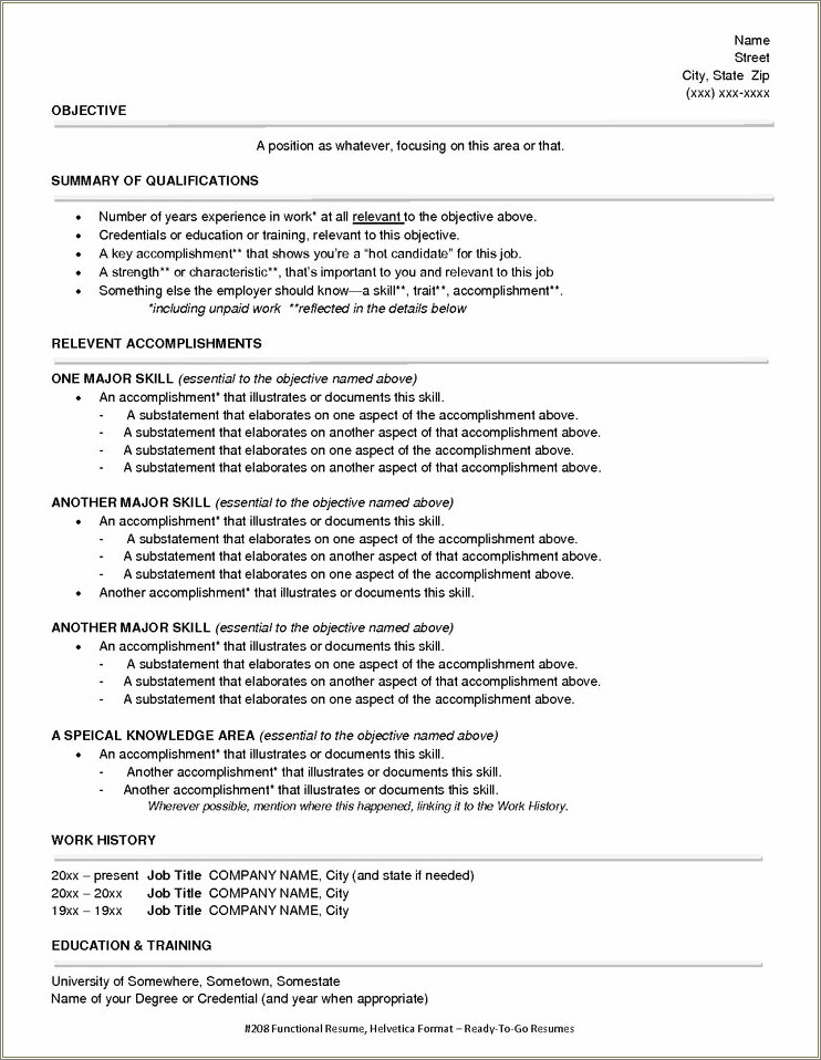 Resume Highlights And Accomplishments And Experience