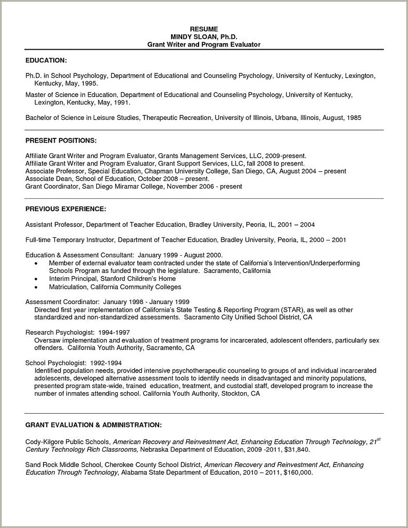 Resume I Home Supportive Services Example