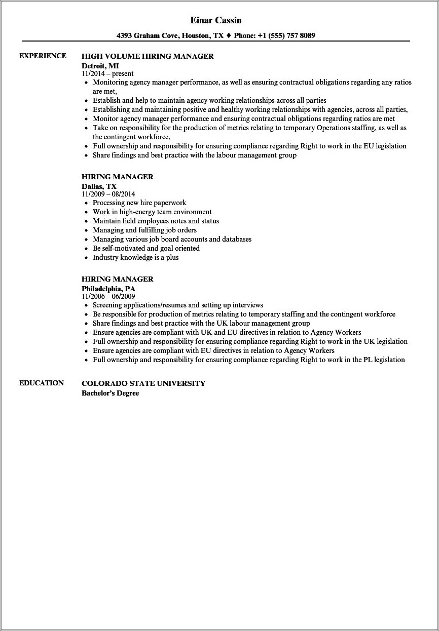 Resume Is Concerned To Hiring Manager
