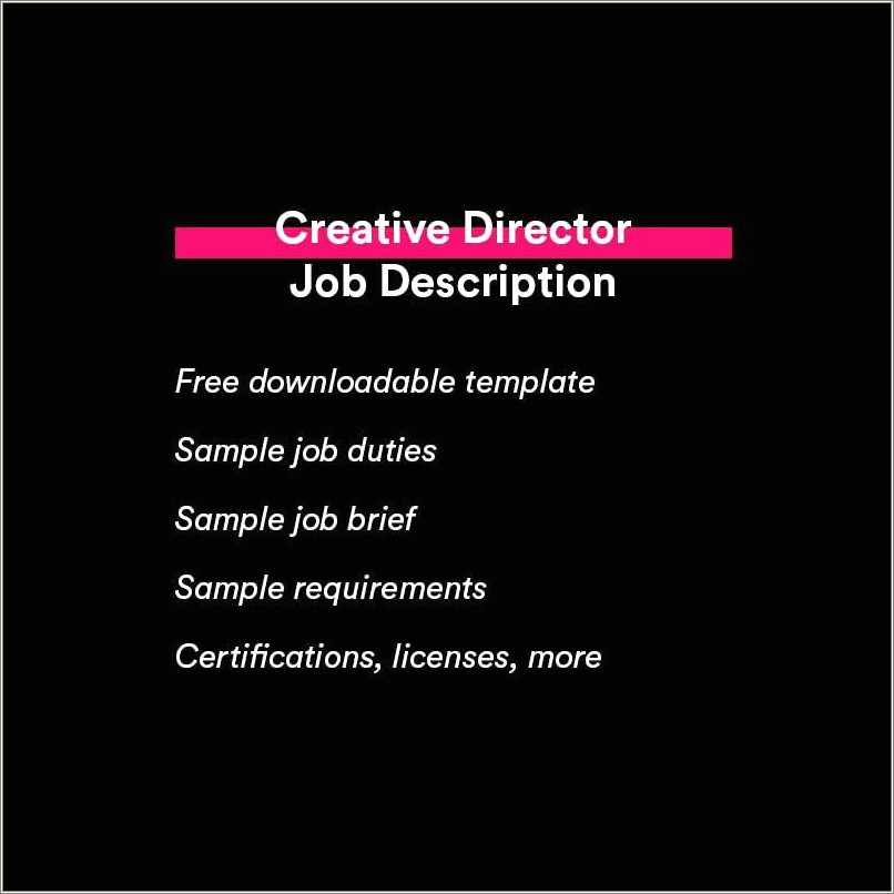 Resume Job Creative Director Description Examples