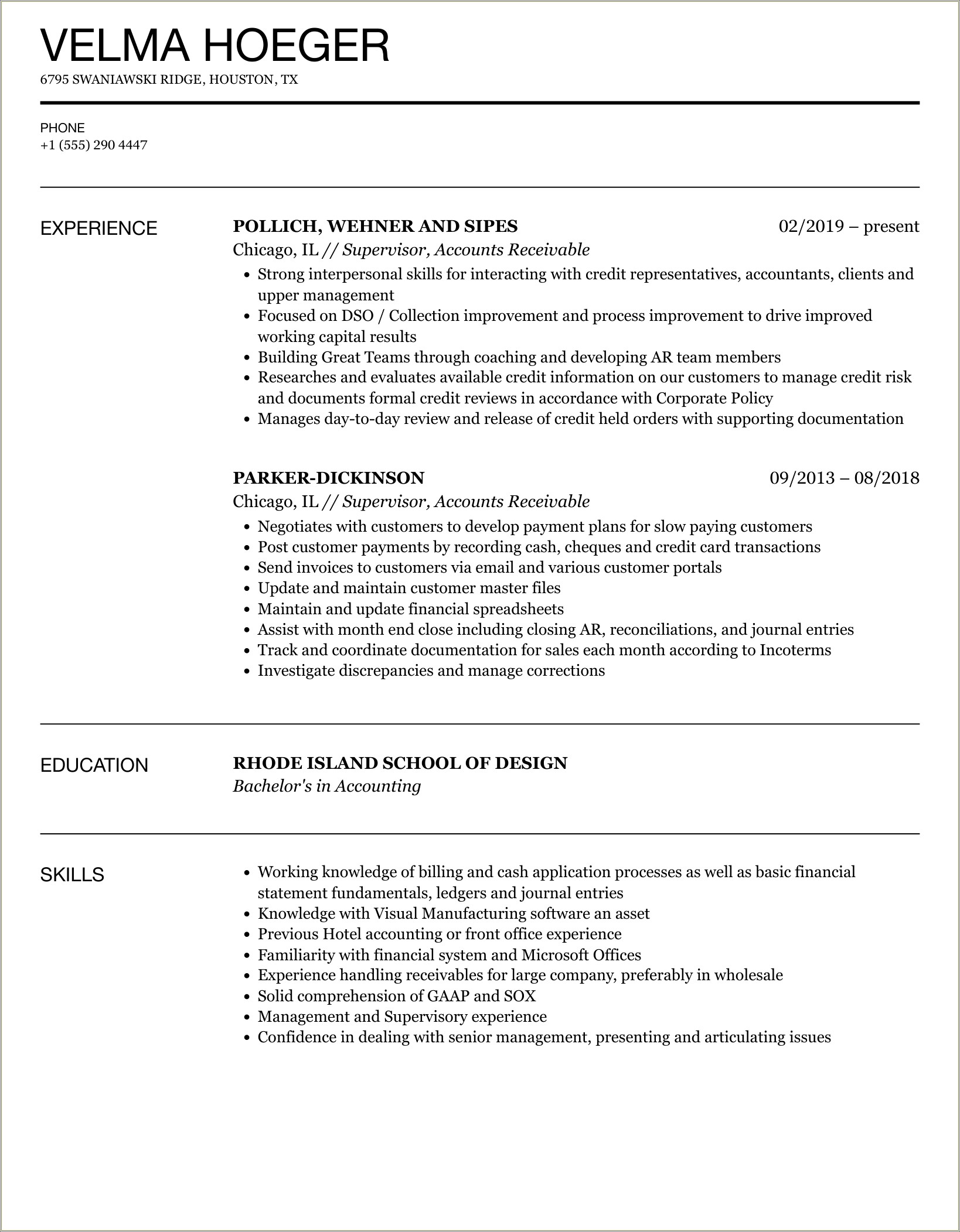 Resume Job Description For Accounts Receivable Assistant