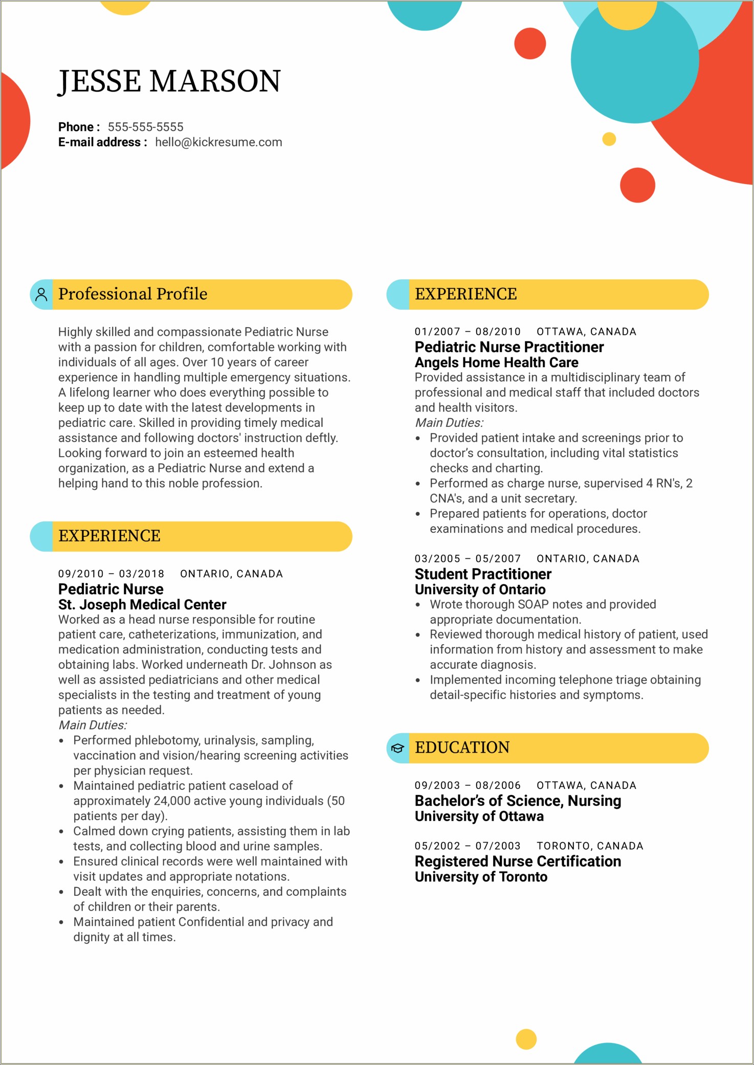 Resume Job Description For Pediatric Home Health Nurse
