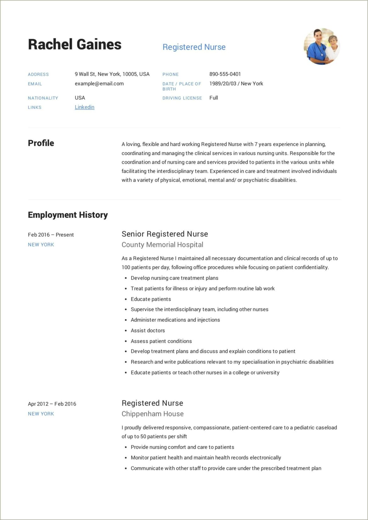 Resume Job Description For School Nurse