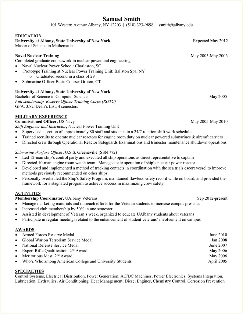 Resume Job Description For Us Navy Submarine