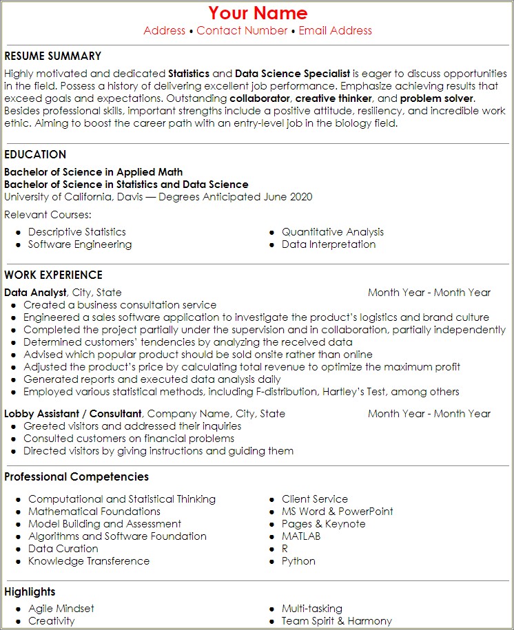 Resume Job Description Of It Postition