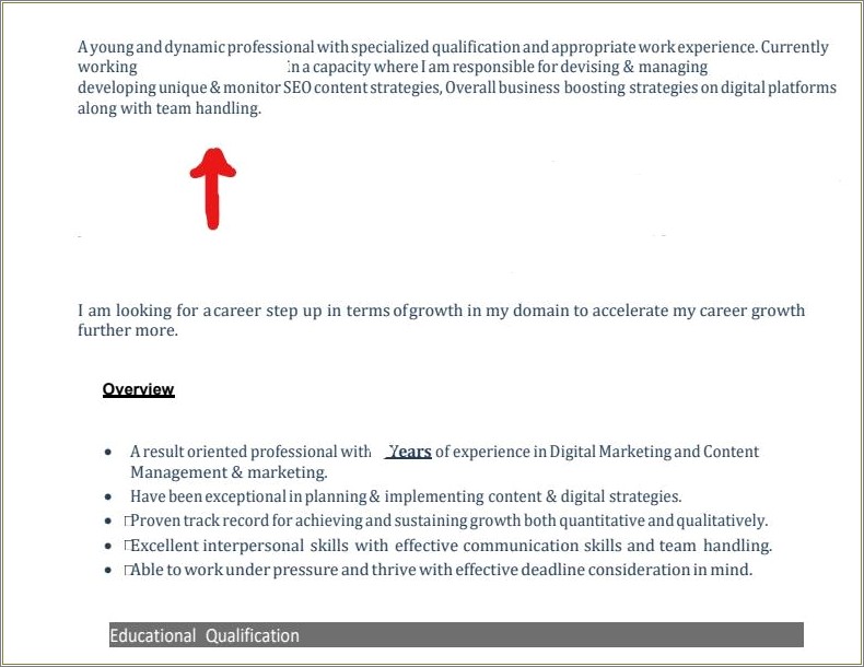 Resume Job Objective For Any Job