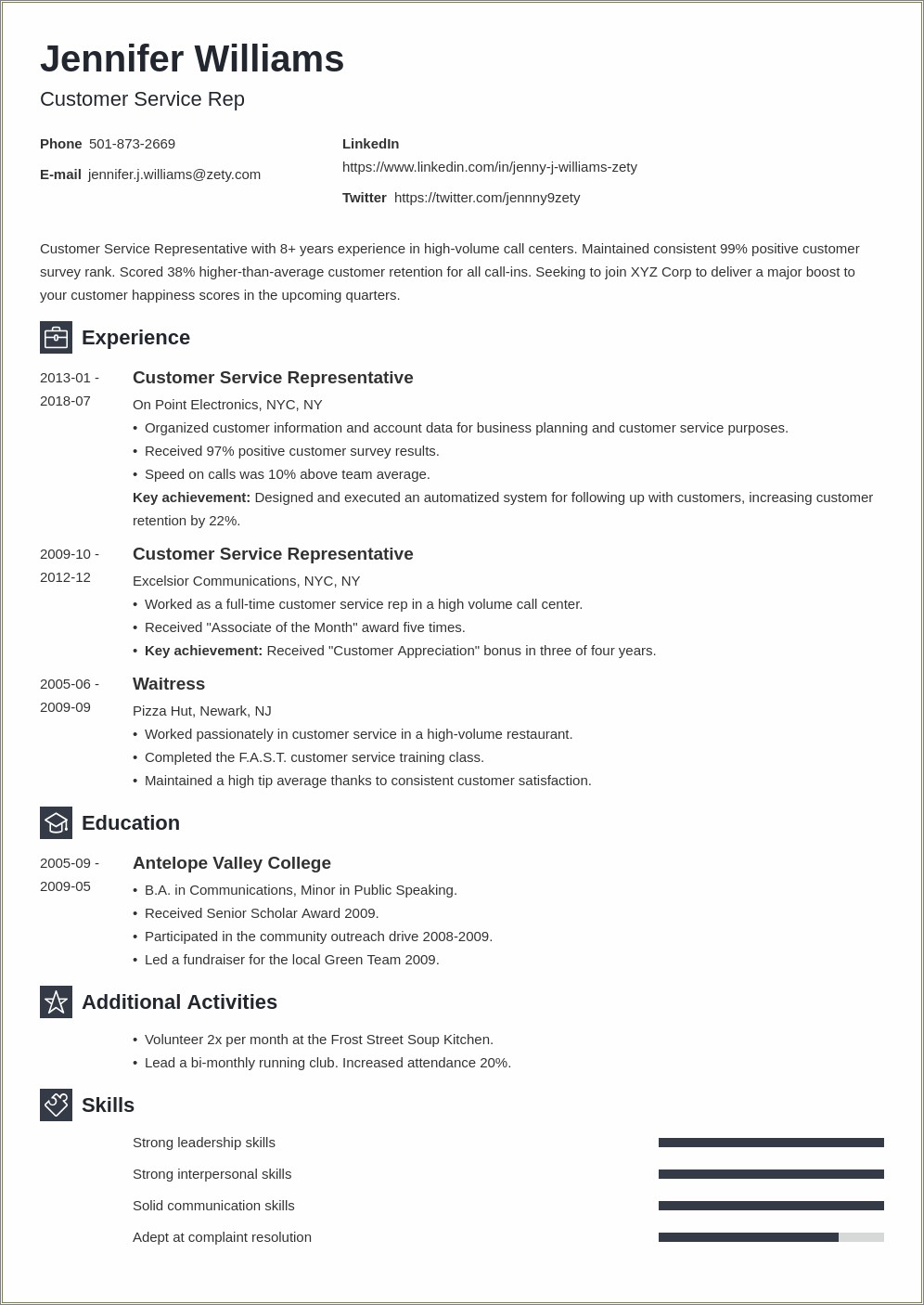 Resume Job Position Without Name Of Business