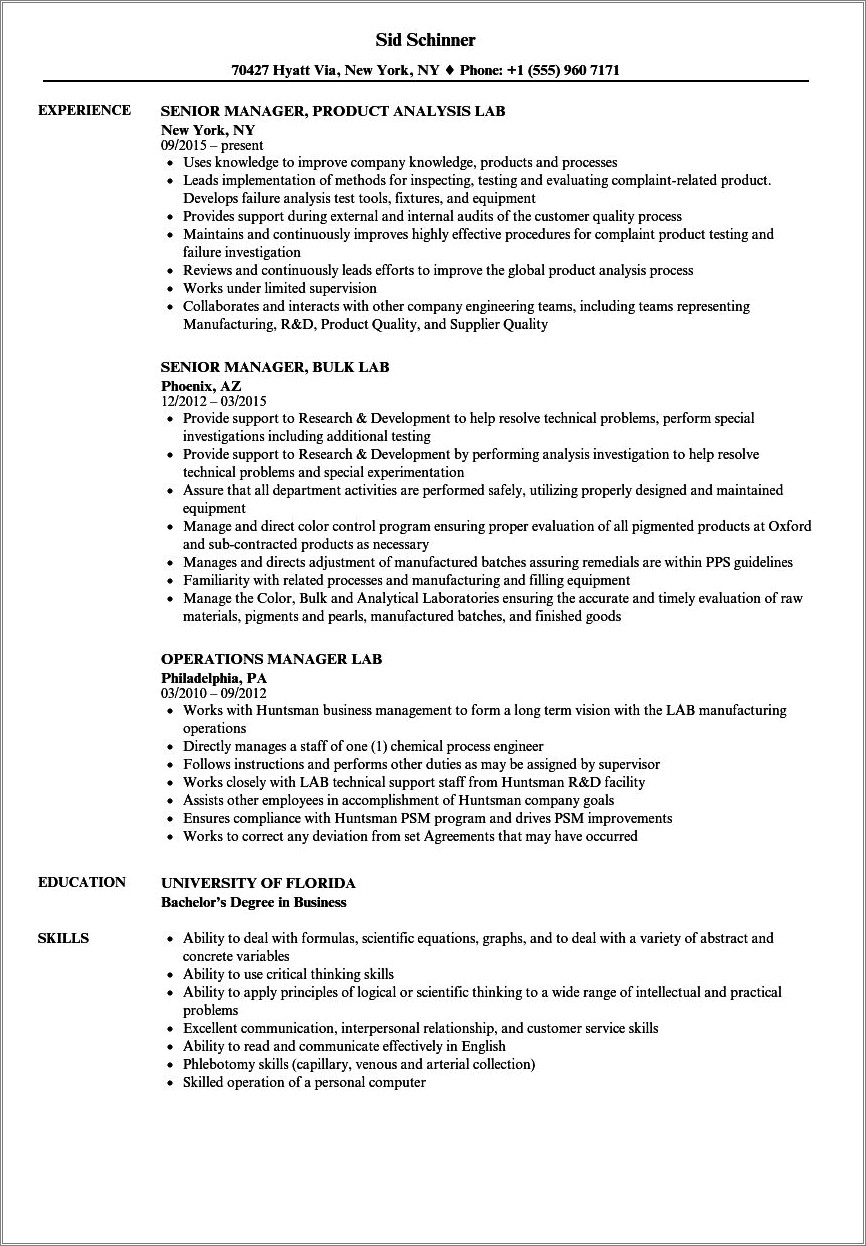 Resume Lab Manager Increase Clients Number