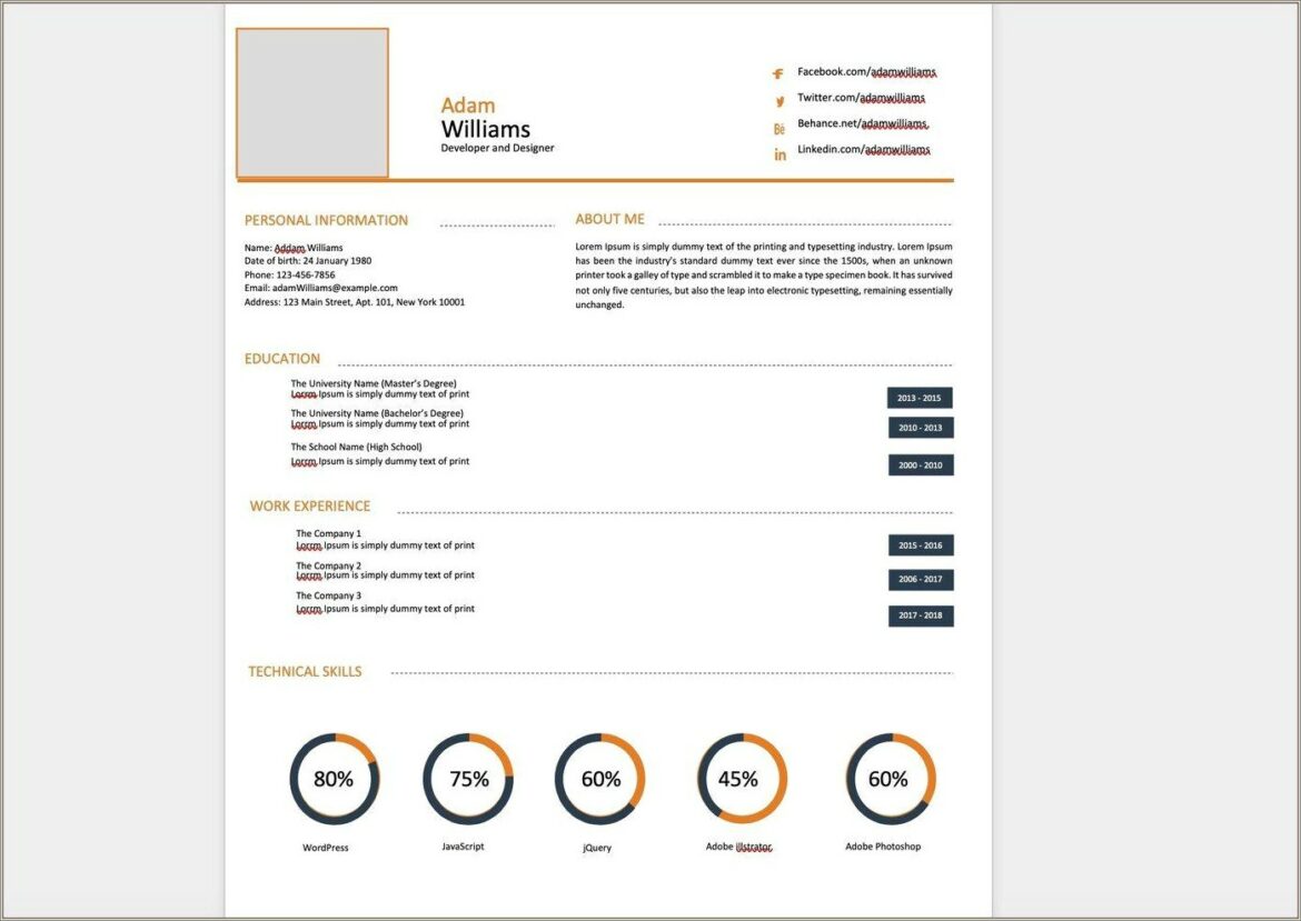 Resume Layouts On Microsoft Word 2017