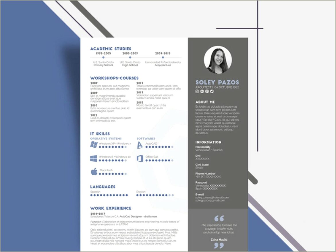 Resume Left Side Column Templates Free