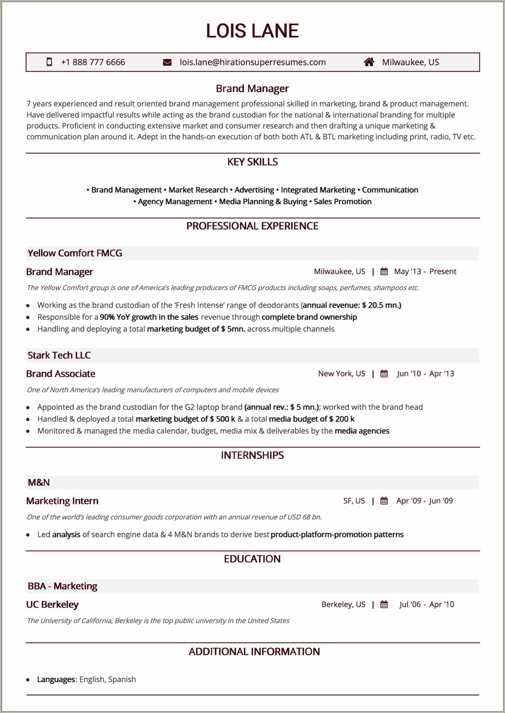 Resume List Work Experience In Reverse
