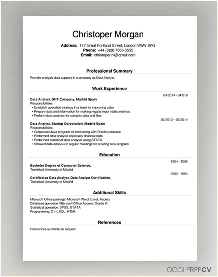 Resume Maker With Only 1 Job