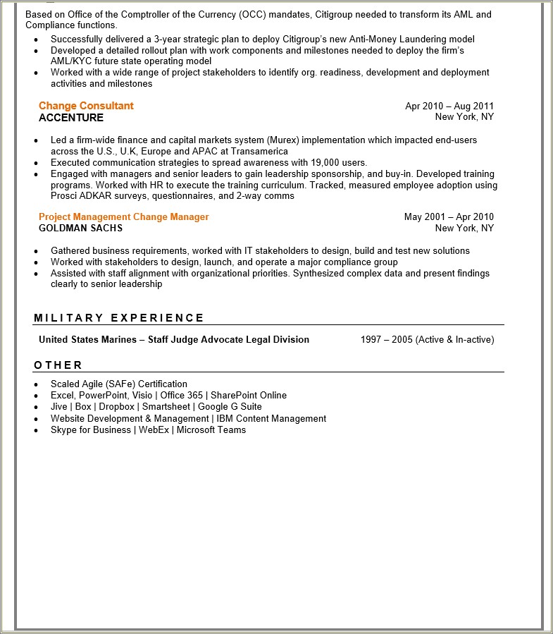 Resume New Skills Update Training Project Manager