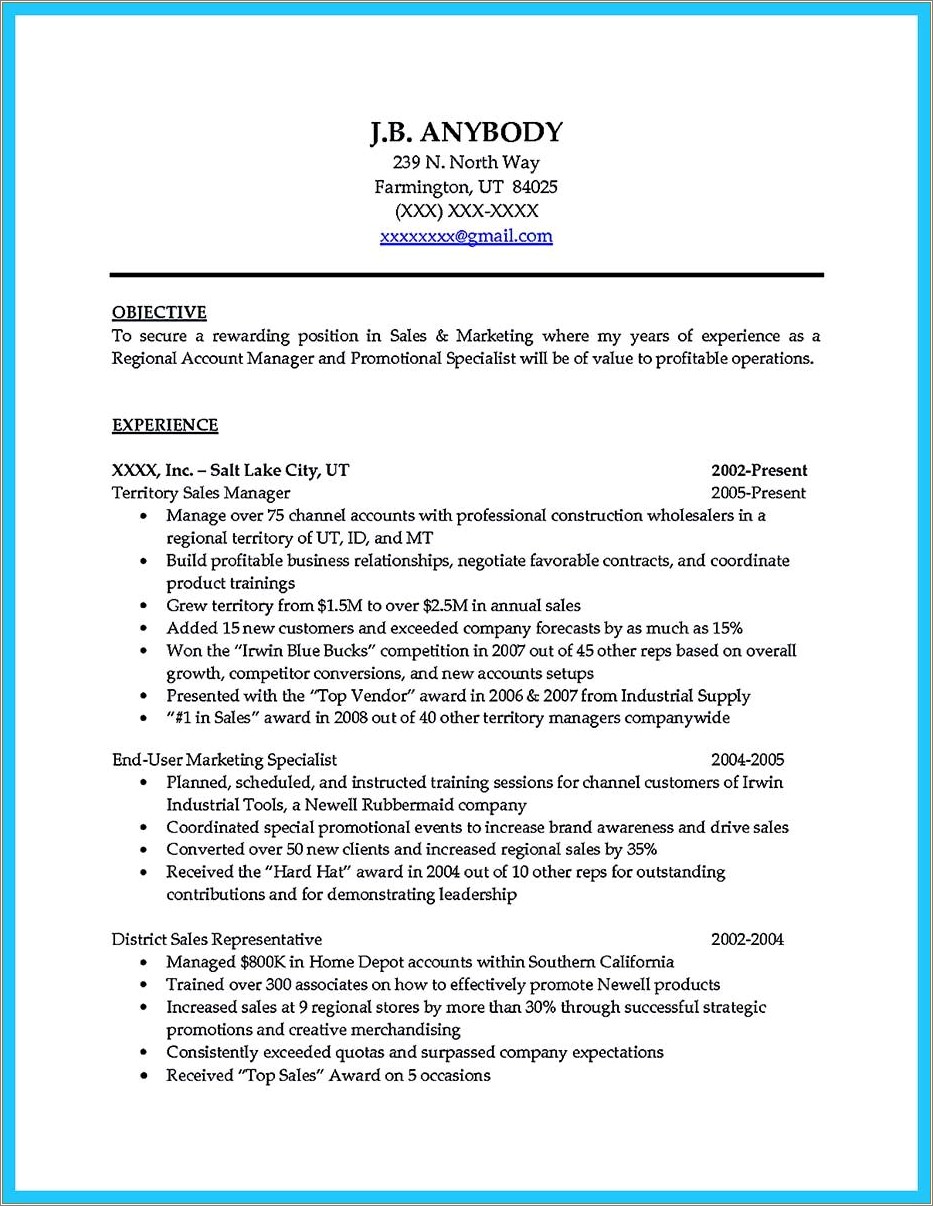 Resume Objective Examples Entry Level Sales