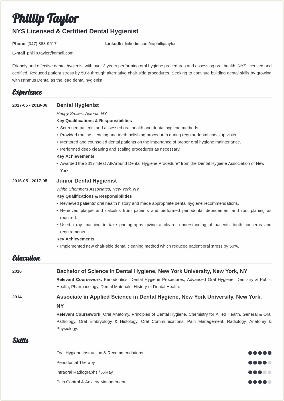 Resume Objective Examples For Associate Dentists