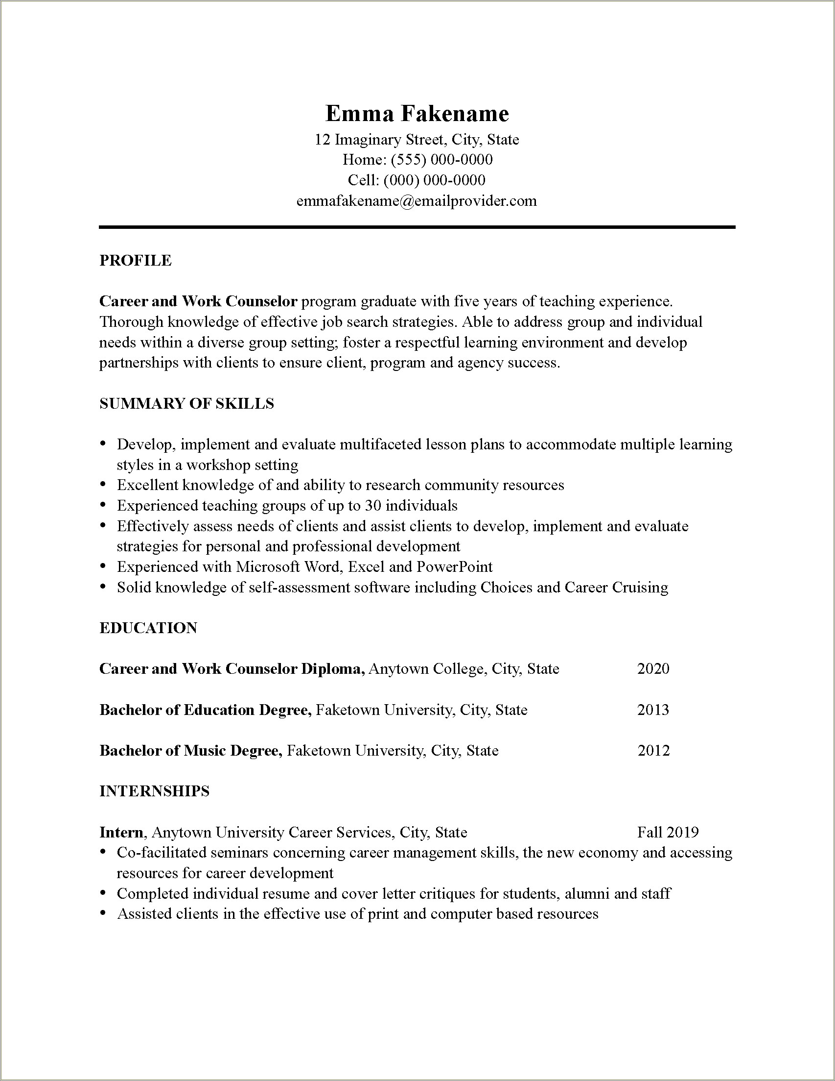 Resume Objective Examples For Career Changers