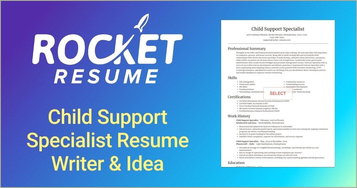 Resume Objective Examples For Child Support Specialist