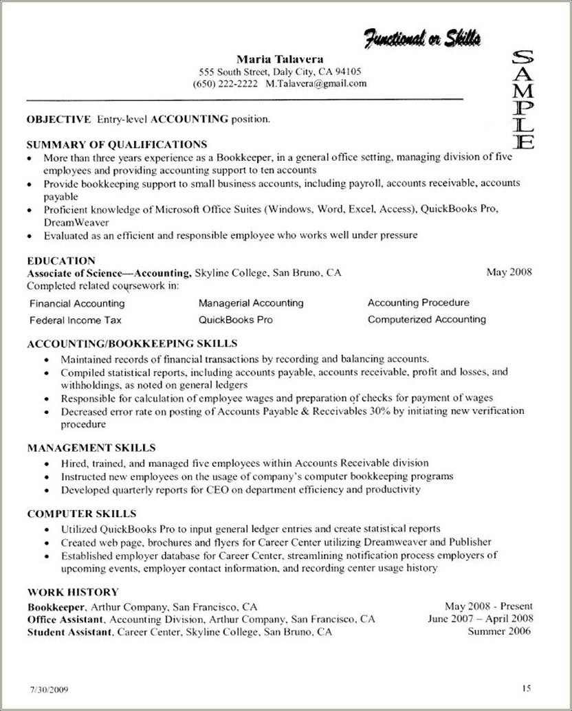 Resume Objective Examples For College Summer Job
