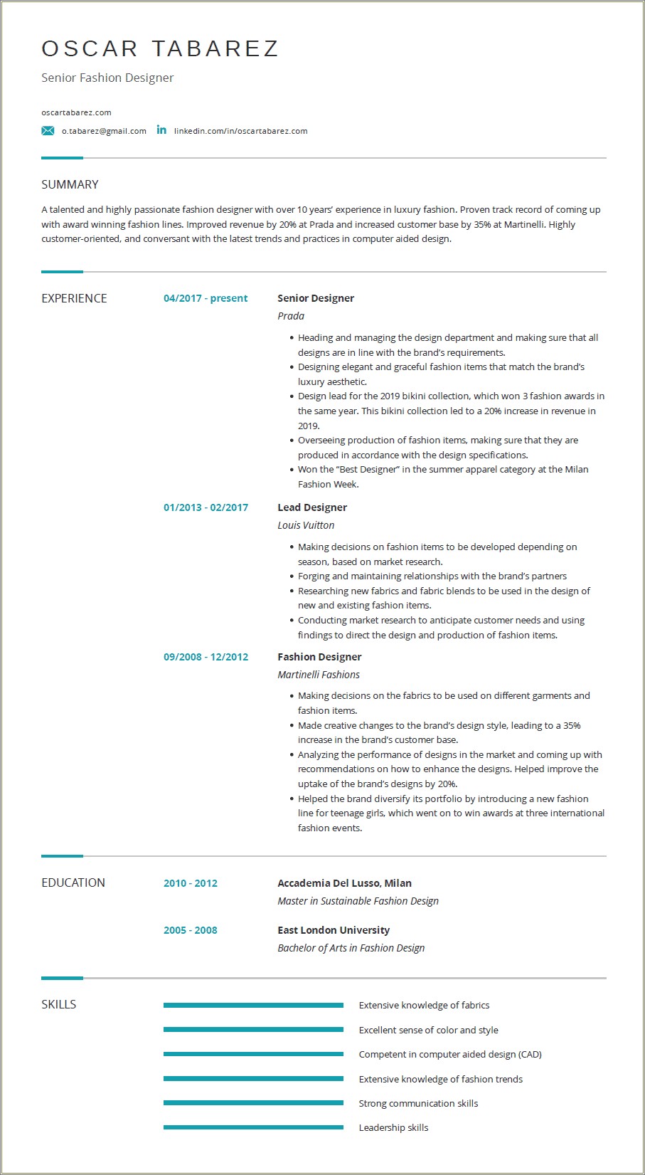 Resume Objective Examples For Fashion Merchandising
