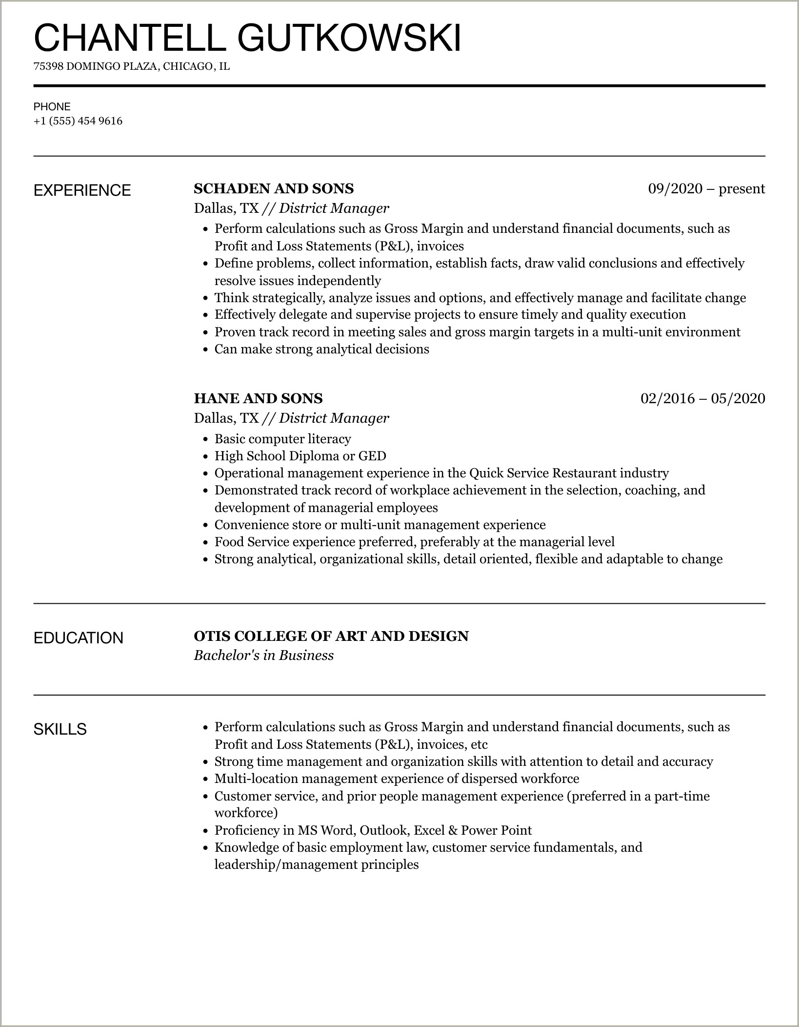 Resume Objective Examples For Home Depot
