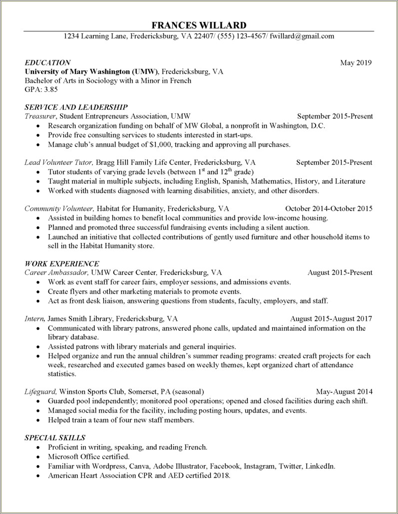 Resume Objective Examples For In House Job