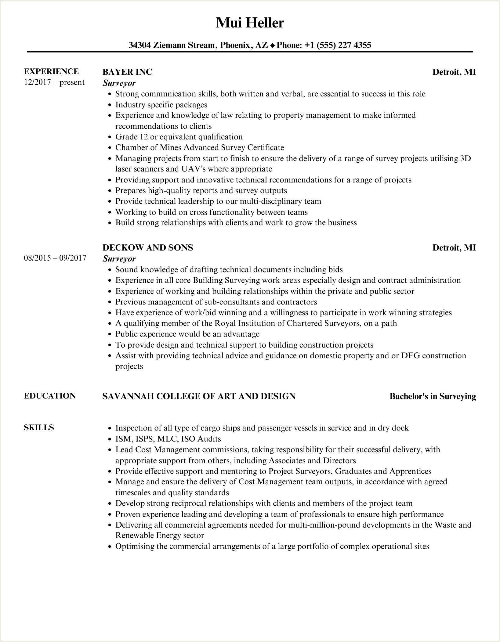 Resume Objective Examples For Land Surveyor