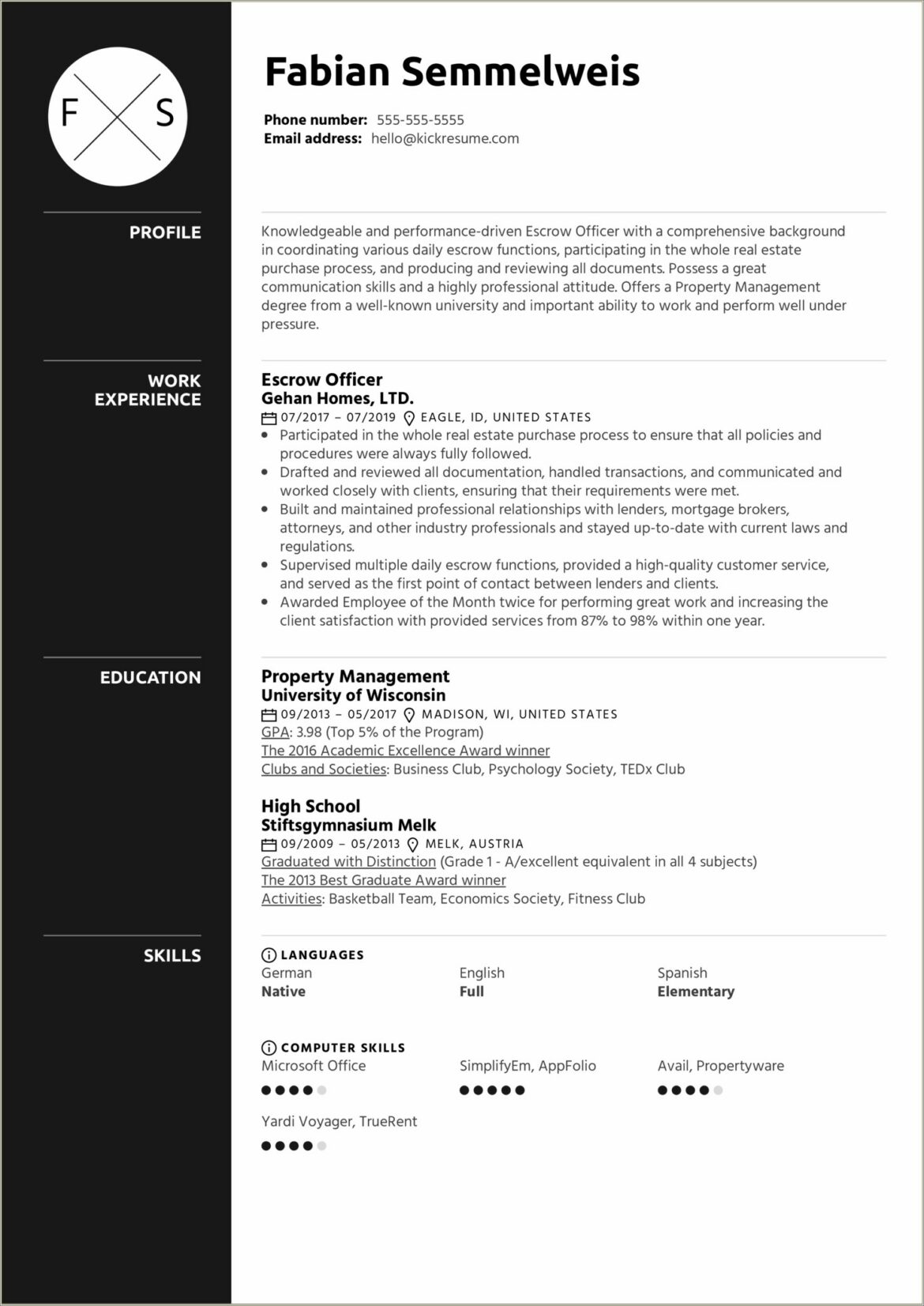 Resume Objective Examples For Property Manager