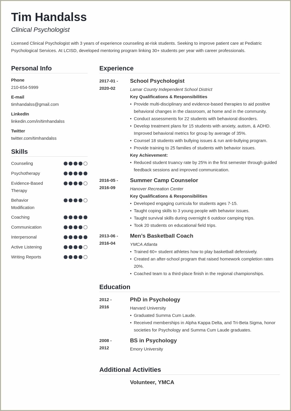 Resume Objective Examples For Recent Psychology College Graduates