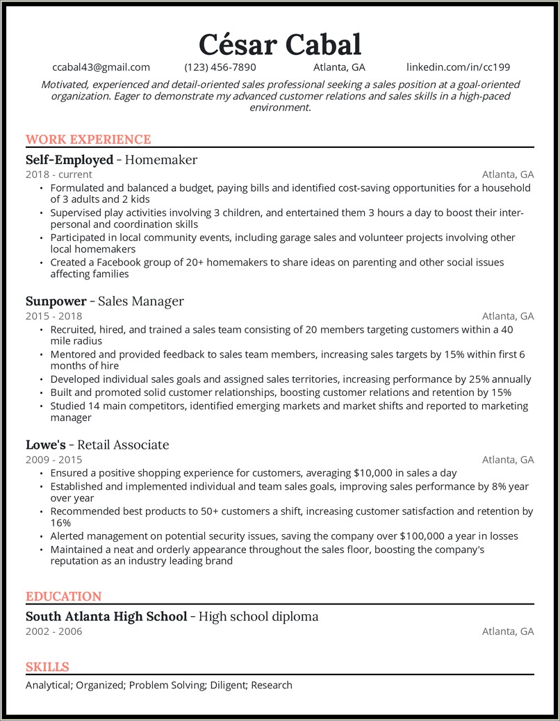 Resume Objective Examples For Reentering Workforce