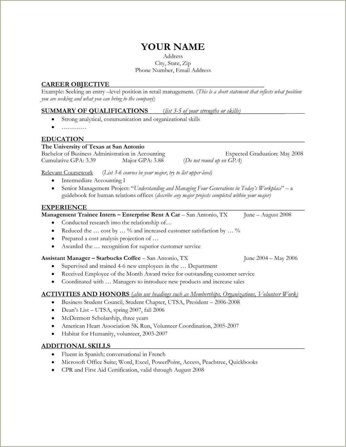 Resume Objective Examples For Retail Position