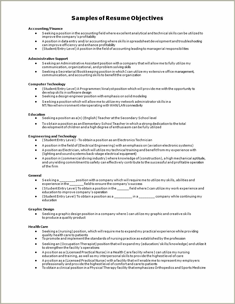 Resume Objective Examples For Teachers Aide